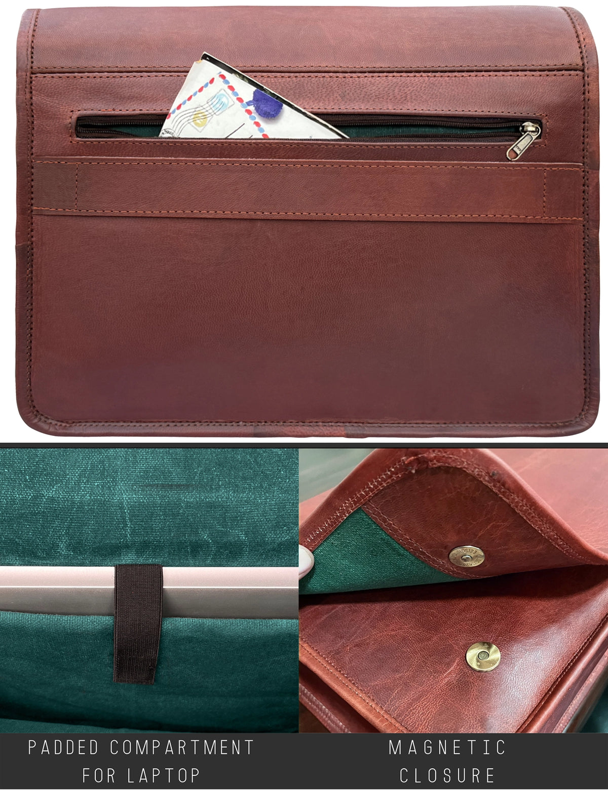 Artisian Leather Messenger Bag Crossbody Laptop Satchel (14 inch)