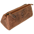 Tom Leather Pencil Case - Zippered Pen Pouch (Brown)