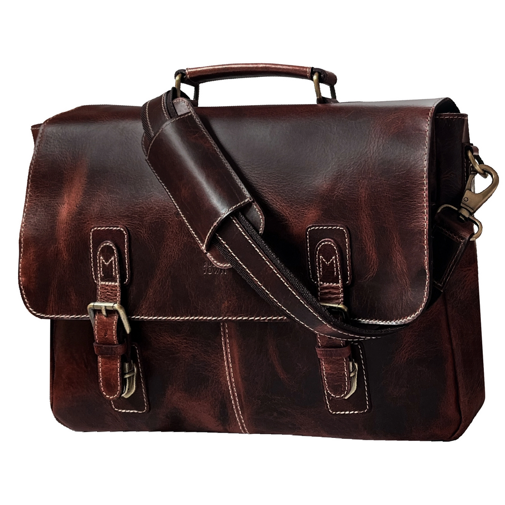 Predator 16" Leather Satchel Laptop Briefcase Bag (Mulberry)