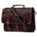 Predator 16" Leather Satchel Laptop Briefcase Bag (Mulberry)