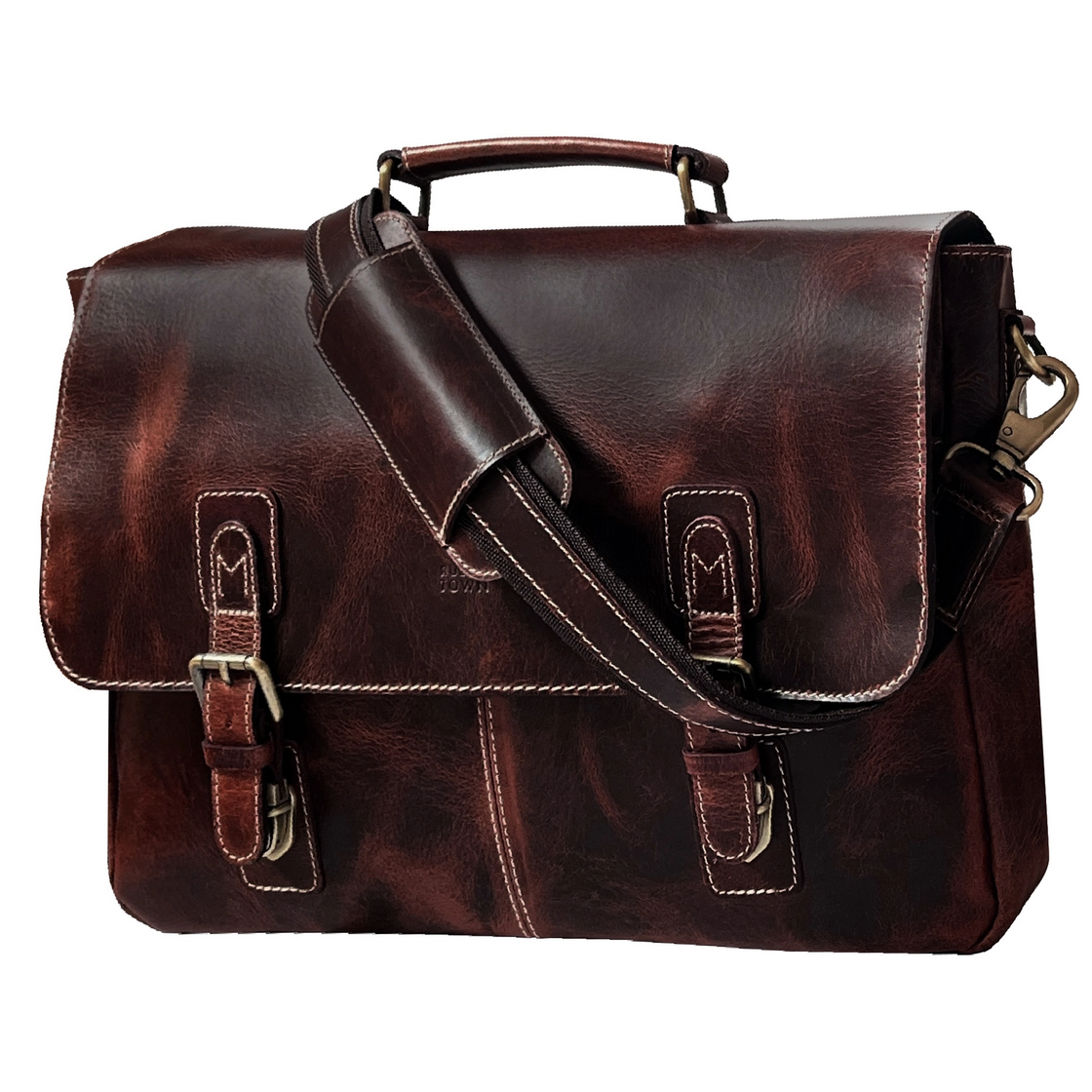 Predator 16" Leather Satchel Laptop Briefcase Bag (Mulberry)