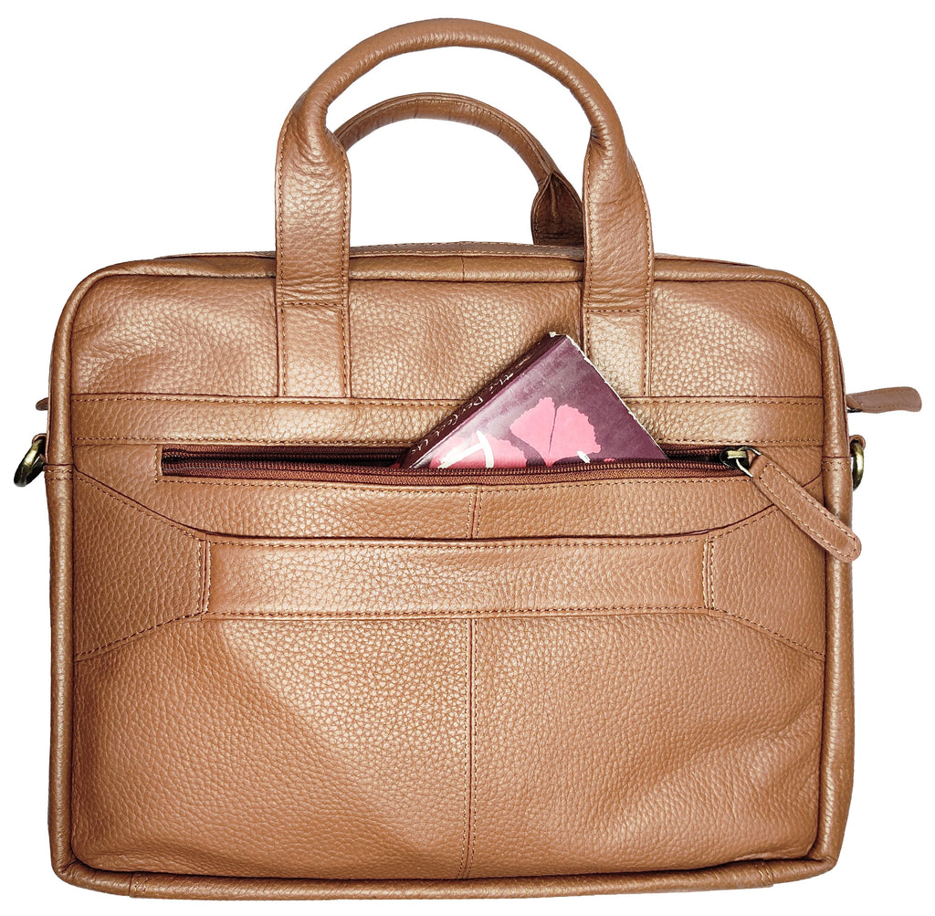 13.5 inch Vintage Crossbody Leather Laptop Messenger Briefcase Bag