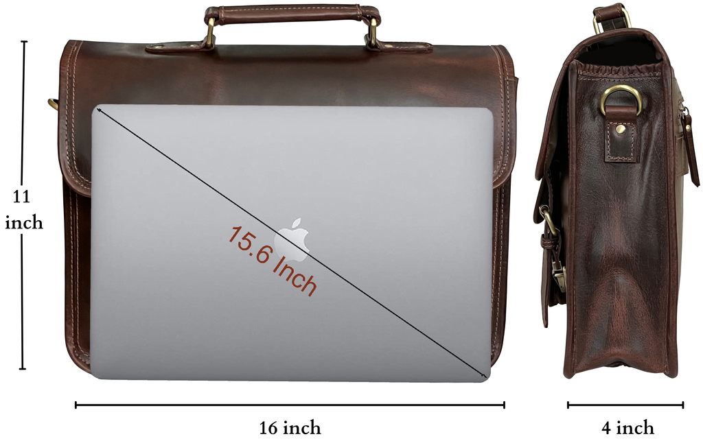 Hunter Buffalo 16" Classic Leather Satchel Briefcase Bag (Mulberry)