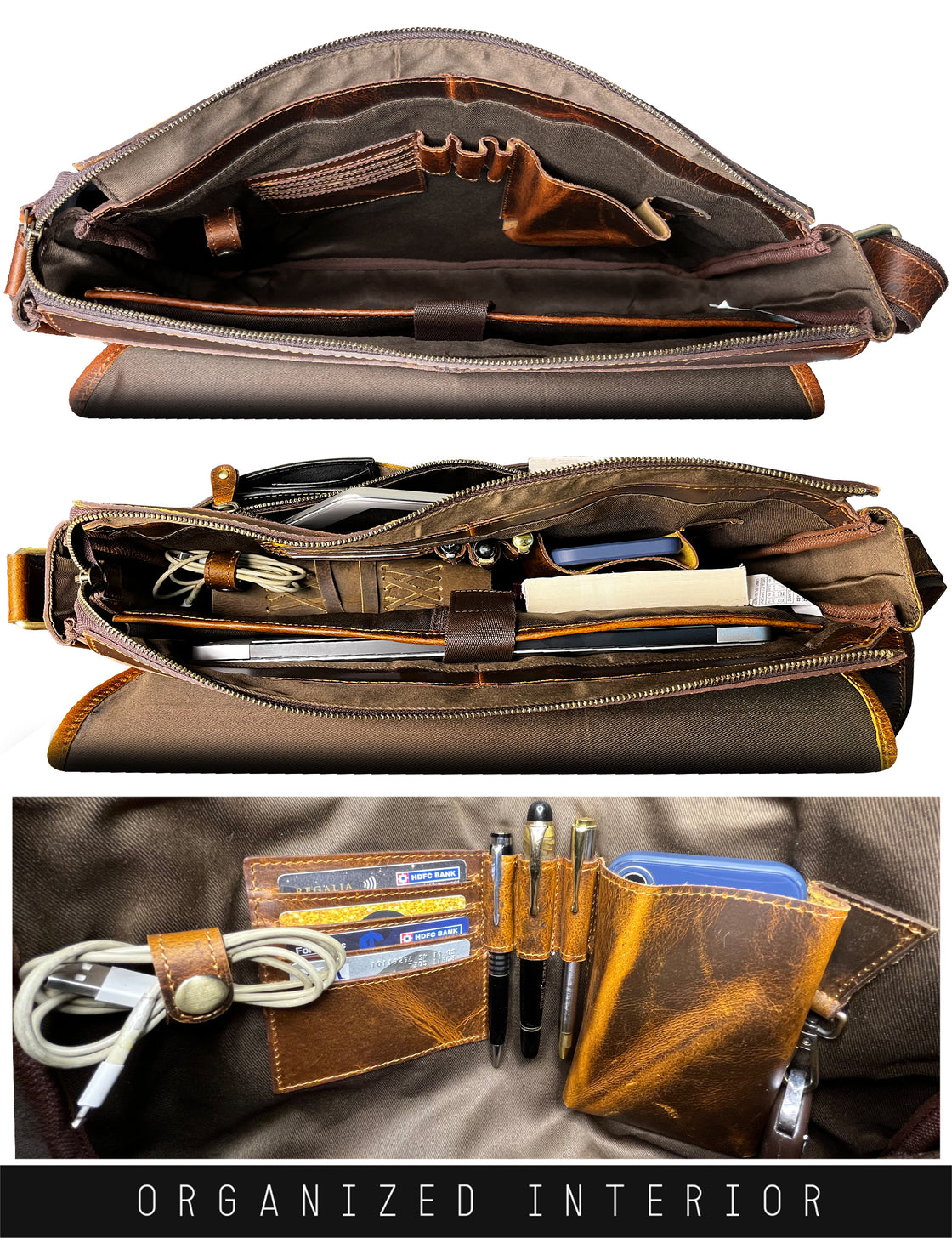 Ranger Buffalo Leather Crossbody Laptop Messenger Bag (Brown)