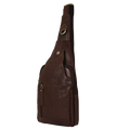 Leather Sling Bag, Chest Shoulder Backpack for Men Women (Dark Brown)