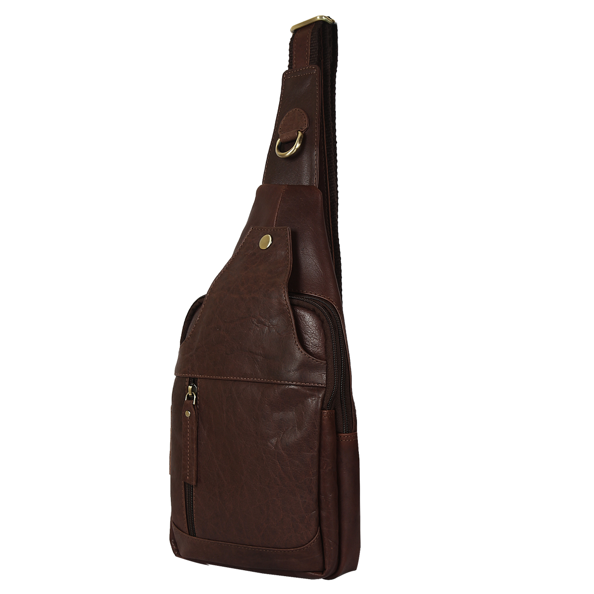 Leather Sling Bag, Chest Shoulder Backpack for Men Women (Dark Brown)