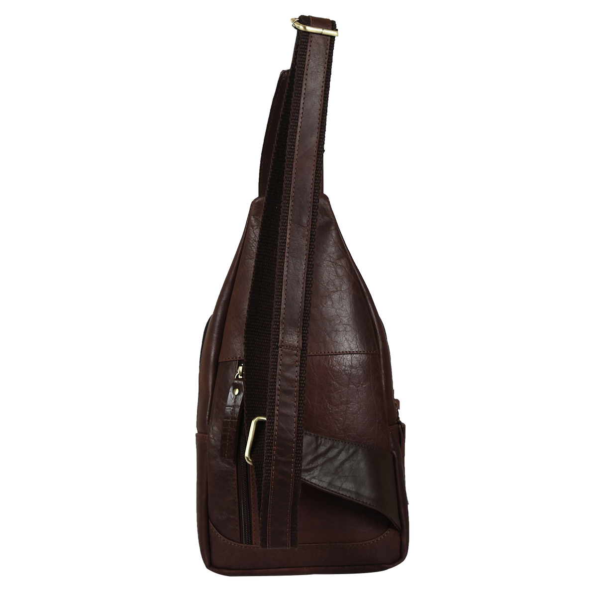 Leather Sling Bag, Chest Shoulder Backpack for Men Women (Dark Brown)