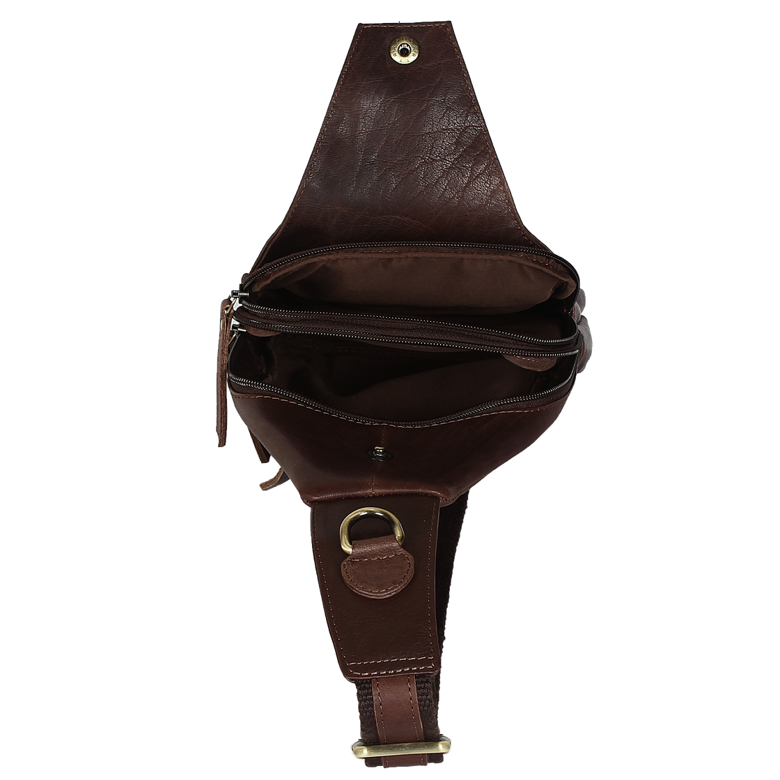 Leather Sling Bag, Chest Shoulder Backpack for Men Women (Dark Brown)