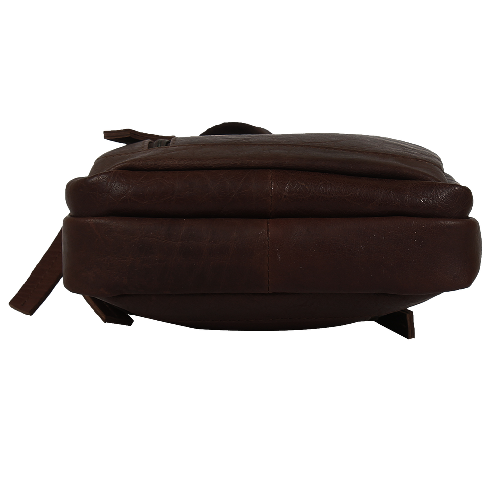 Leather Sling Bag, Chest Shoulder Backpack for Men Women (Dark Brown)