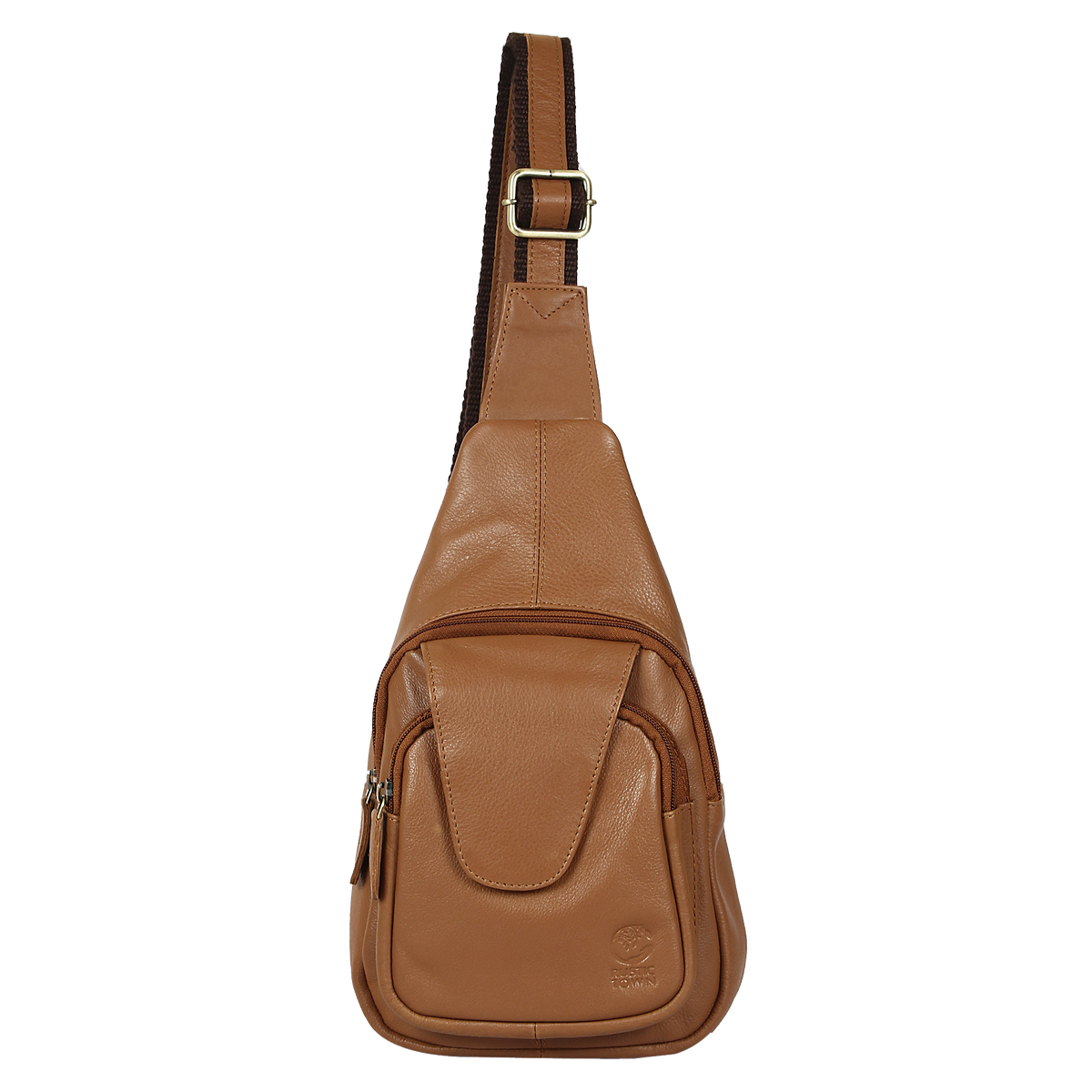 Leather Sling Bag, Chest Shoulder Backpack for Men Women (Brown)