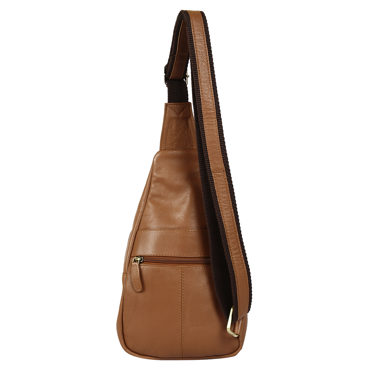 Leather Sling Bag, Chest Shoulder Backpack for Men Women (Brown)