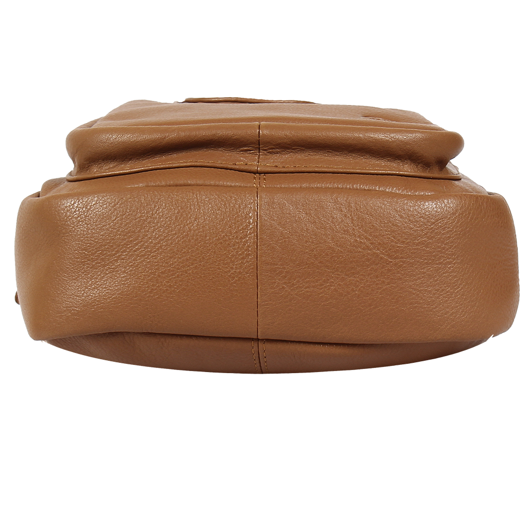 Leather Sling Bag, Chest Shoulder Backpack for Men Women (Brown)