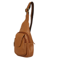 Leather Sling Bag, Chest Shoulder Backpack for Men Women (Brown)