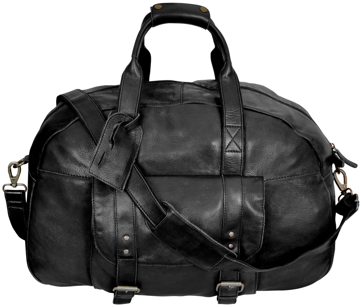 Casanova Leather Duffel Bag (Black)