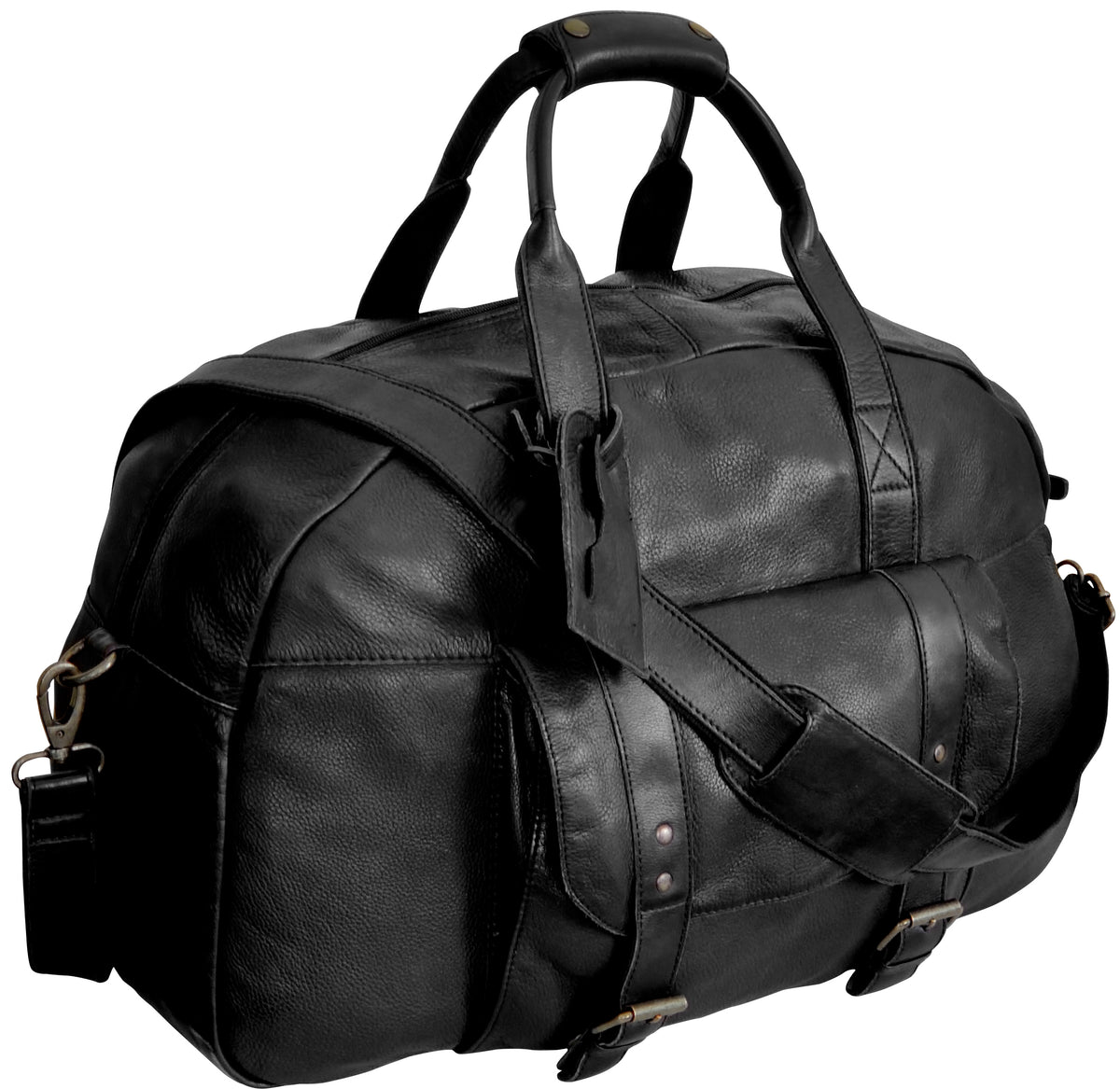 Casanova Leather Duffel Bag (Black)