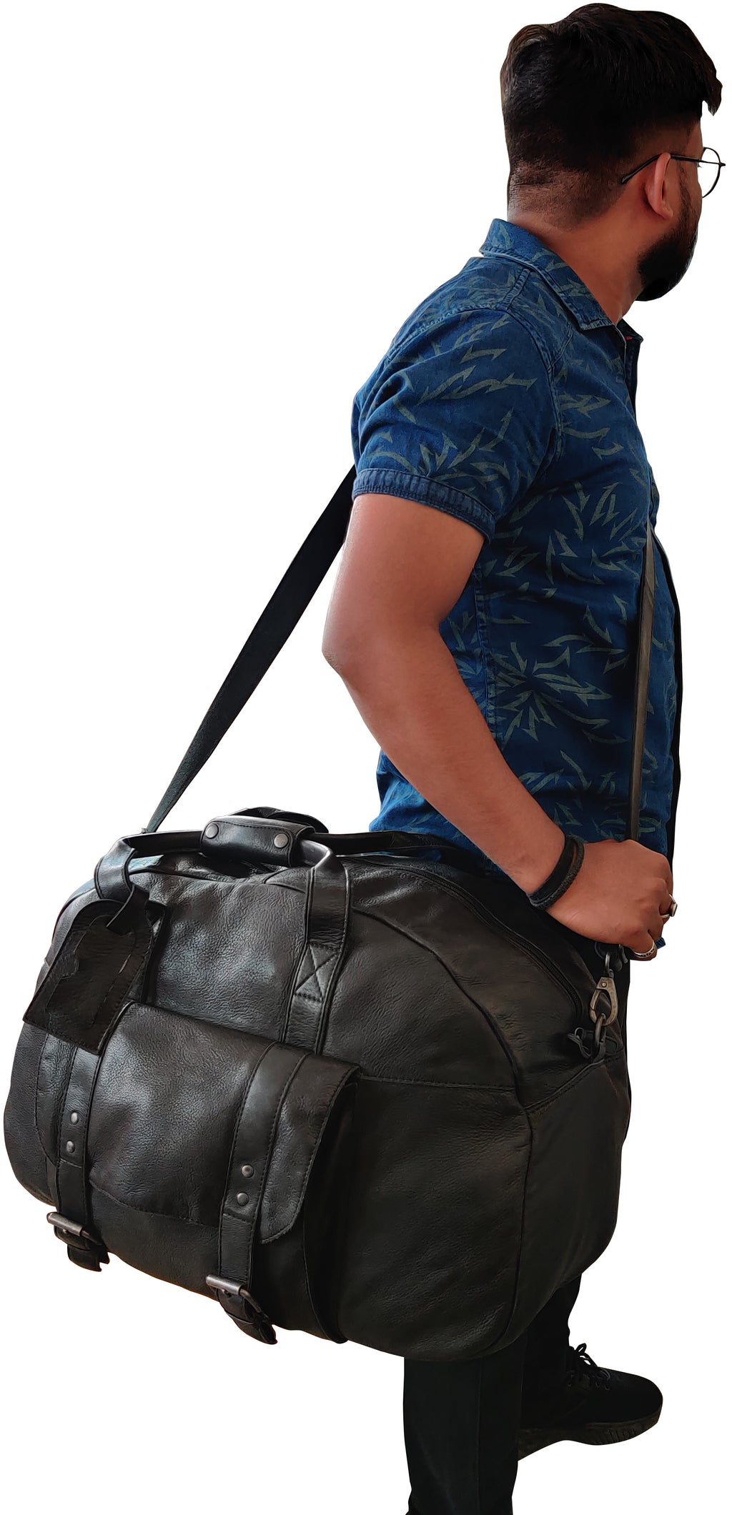 Casanova Leather Duffel Bag (Black)