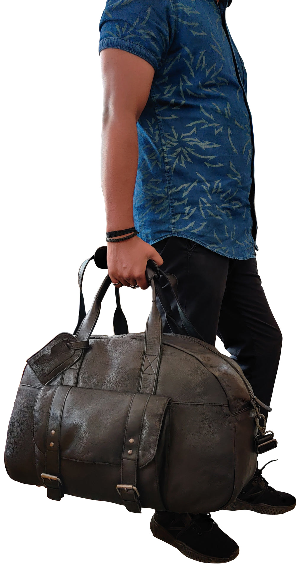 Casanova Leather Duffel Bag (Black)