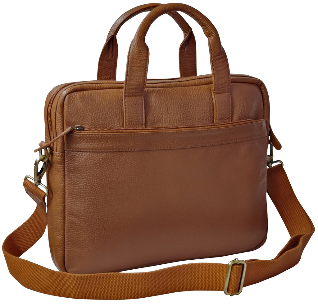 13.5 inch Vintage Crossbody Leather Laptop Messenger Briefcase Bag