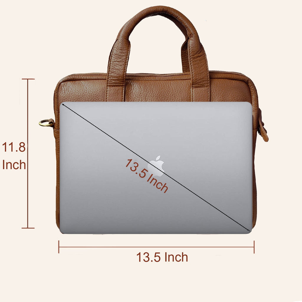 13.5 inch Vintage Crossbody Leather Laptop Messenger Briefcase Bag