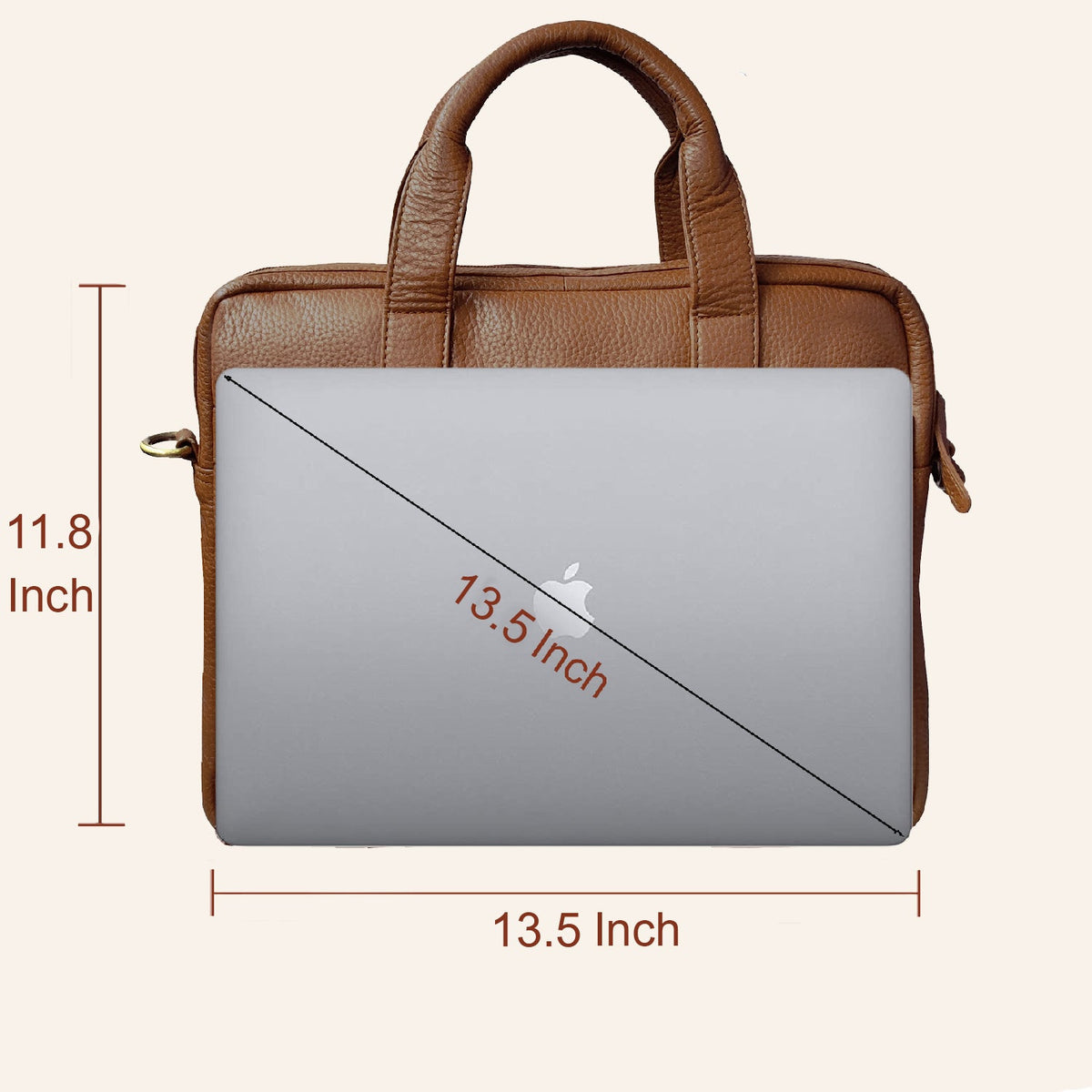 13.5 inch Vintage Crossbody Leather Laptop Messenger Briefcase Bag