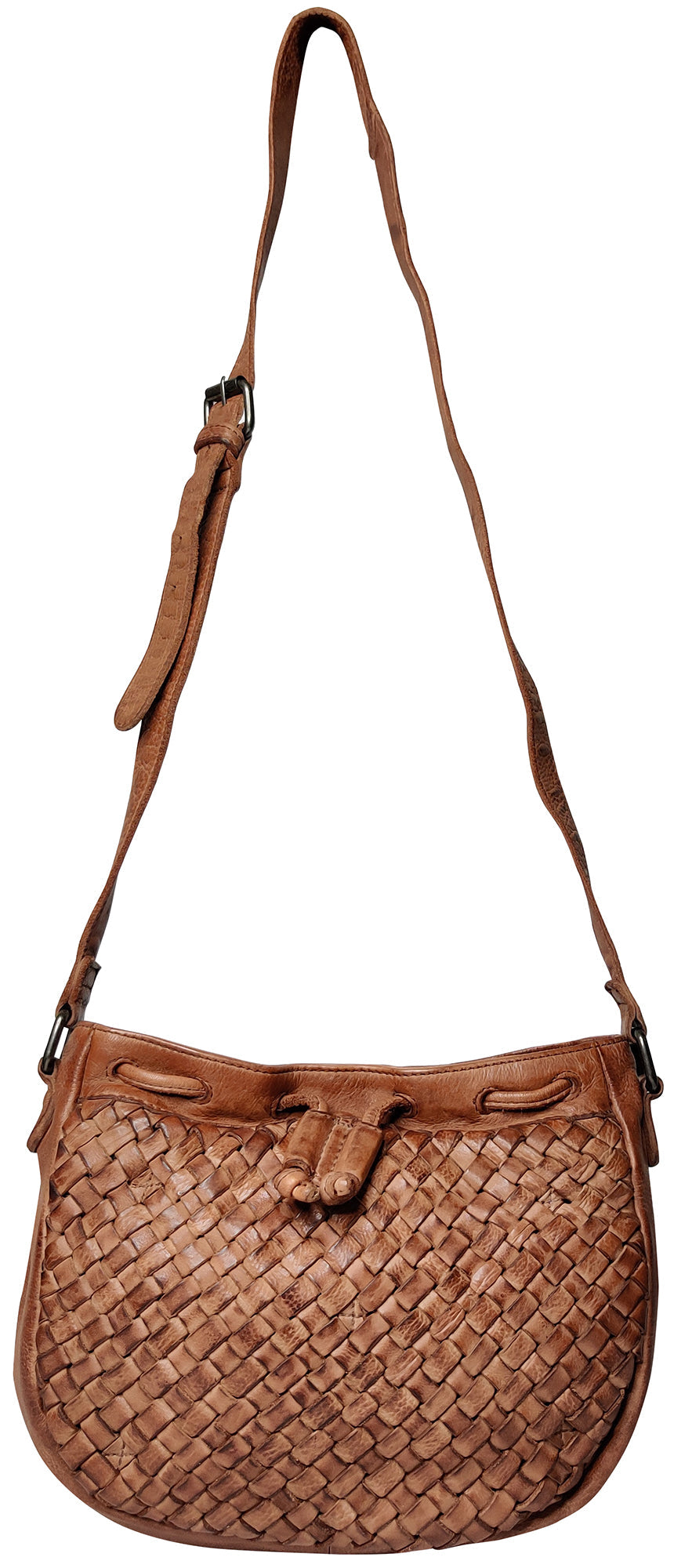 Leather Shoulder Bag for Women, Cognac
