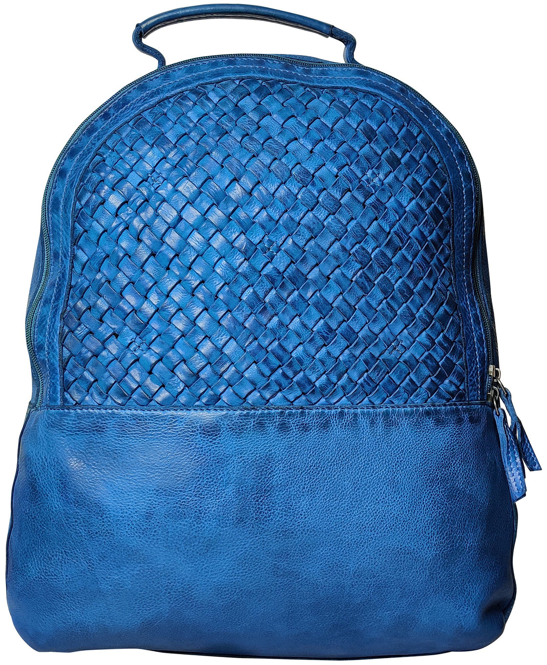 Leather Laptop Backpack for Women, Petrol Blue