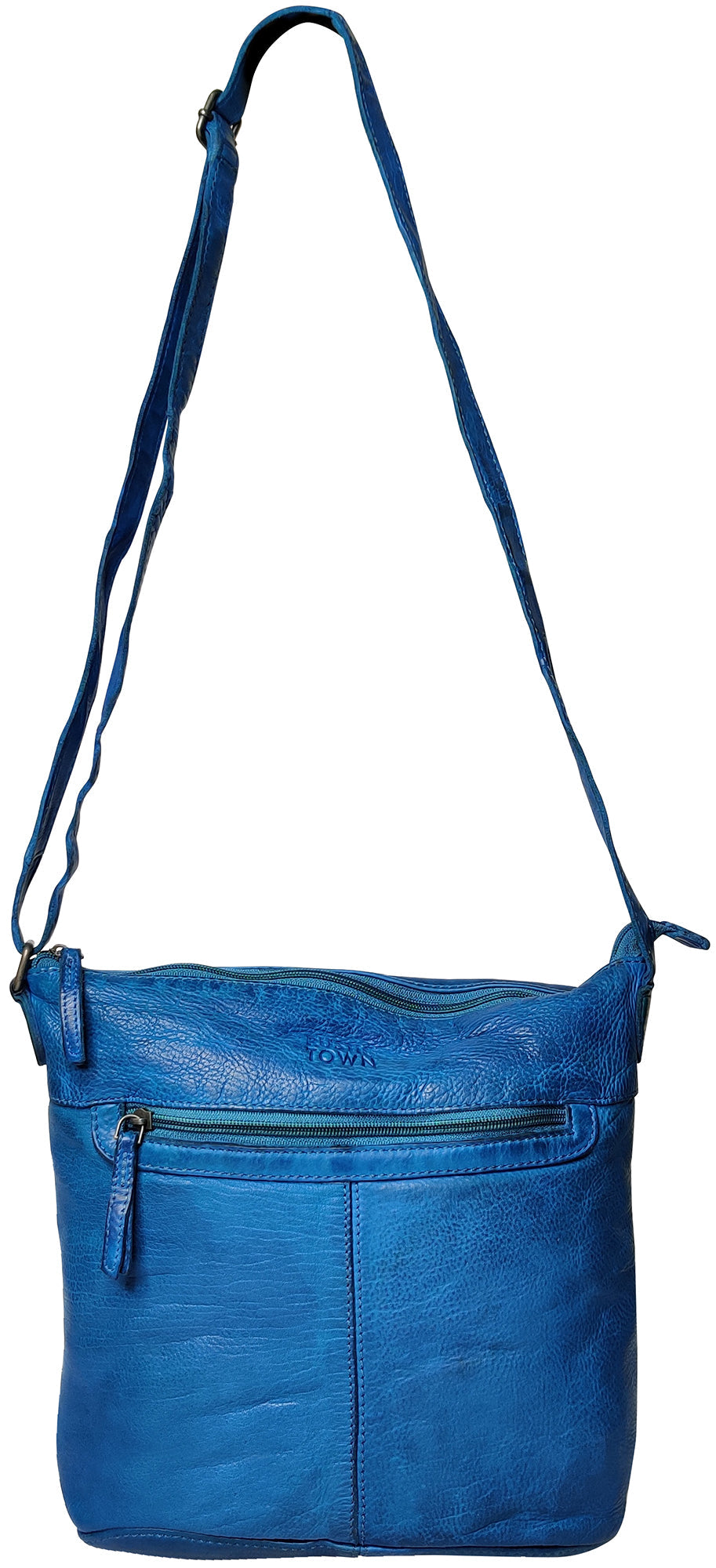 Leather Sling Bag for Women, Petrol Blue