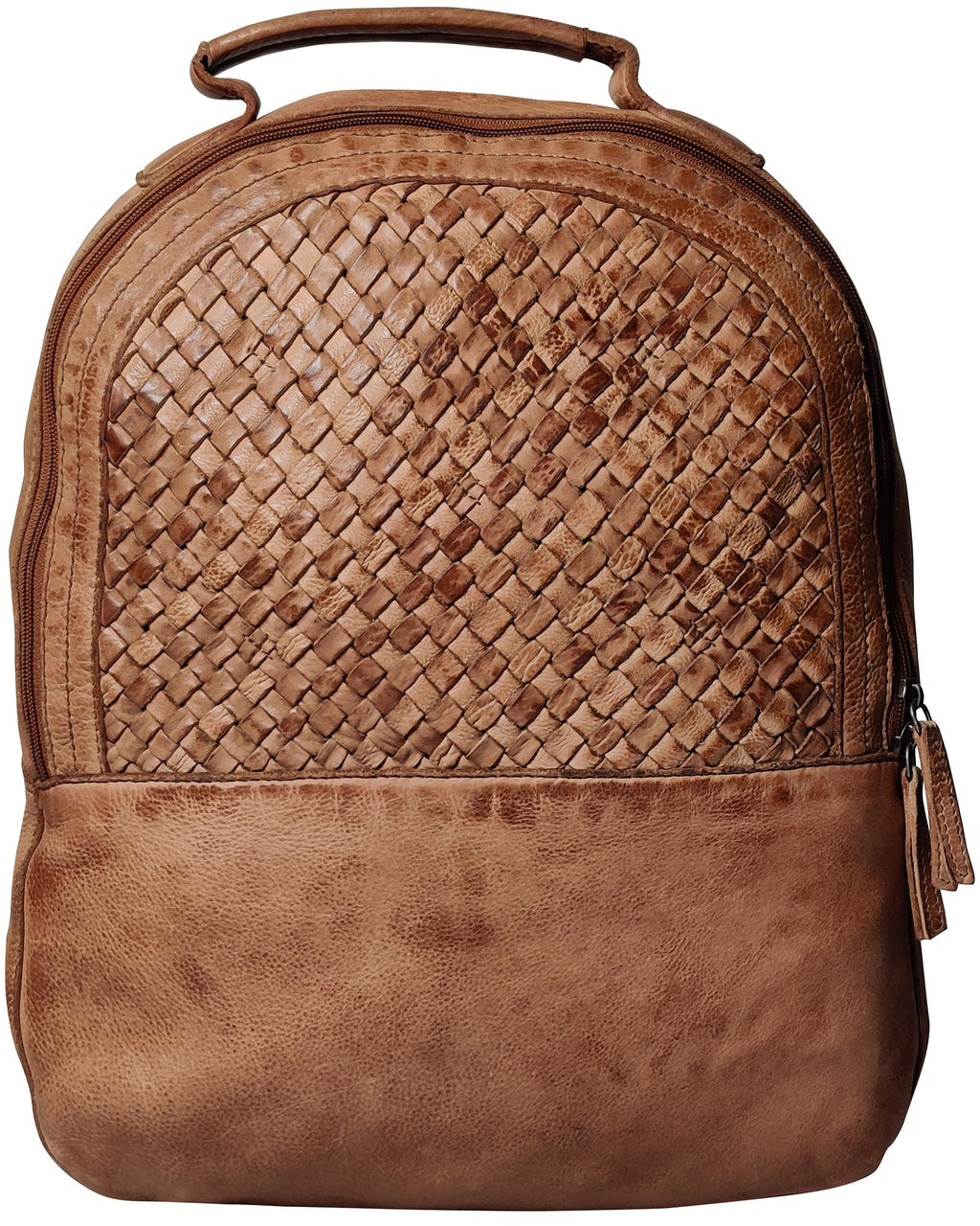 Leather Laptop Backpack for Women, Cognac