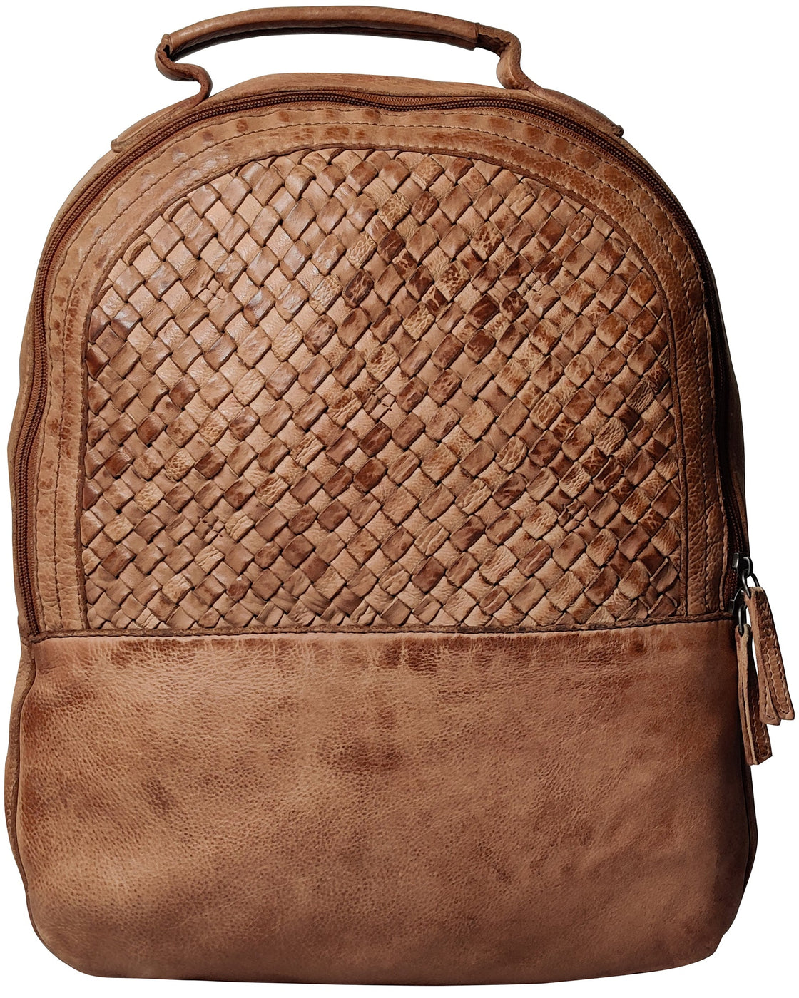 Leather Laptop Backpack for Women, Cognac