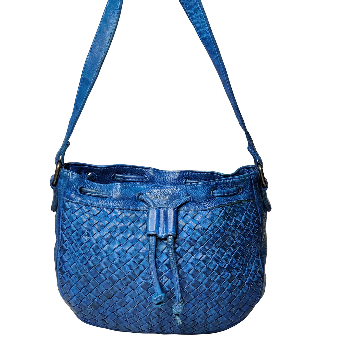 Leather Shoulder Bag for Women, Petrol Blue