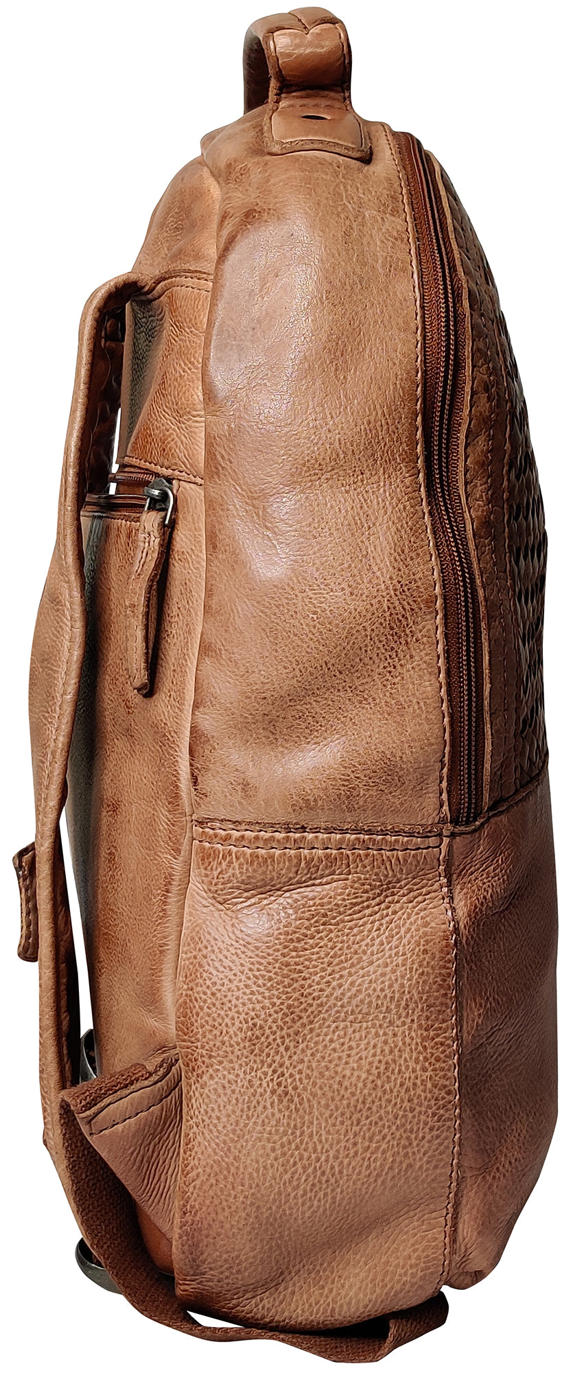 Leather Laptop Backpack for Women, Cognac