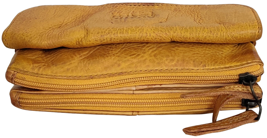 Leather Sling Bag Wristlet Clutch for Women, Ocher