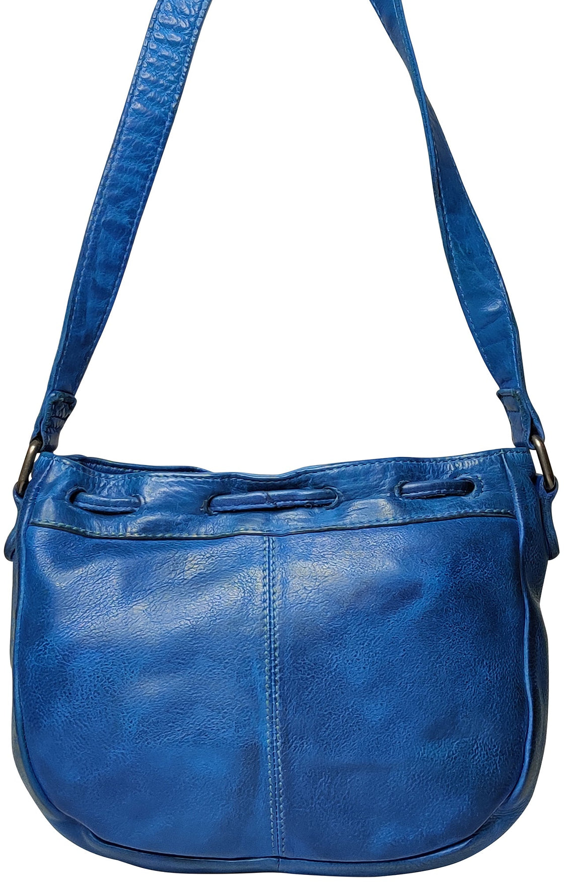 Leather Shoulder Bag for Women, Petrol Blue