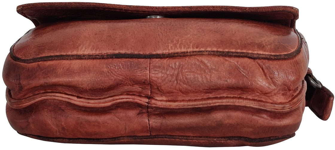 Leather Wallet Travel Purse Waist Bag for Women, Brick Red