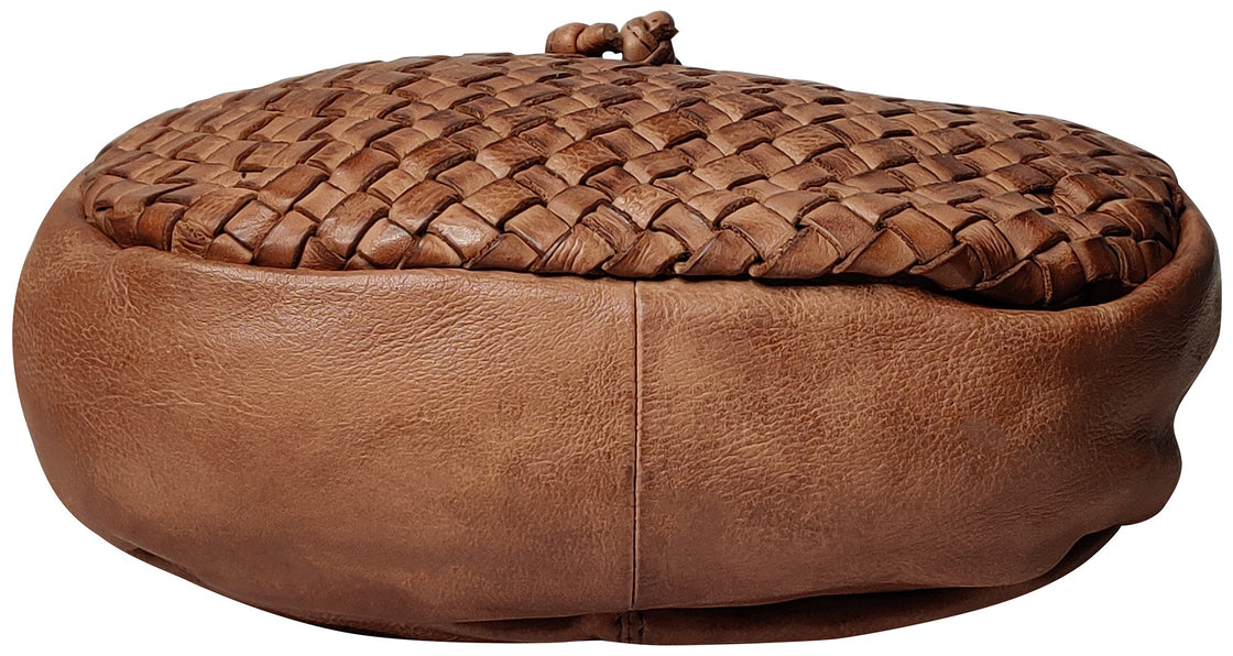 Leather Shoulder Bag for Women, Cognac