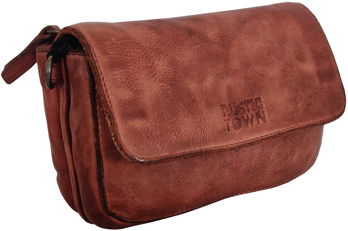 Leather Wallet Travel Purse Waist Bag for Women, Brick Red