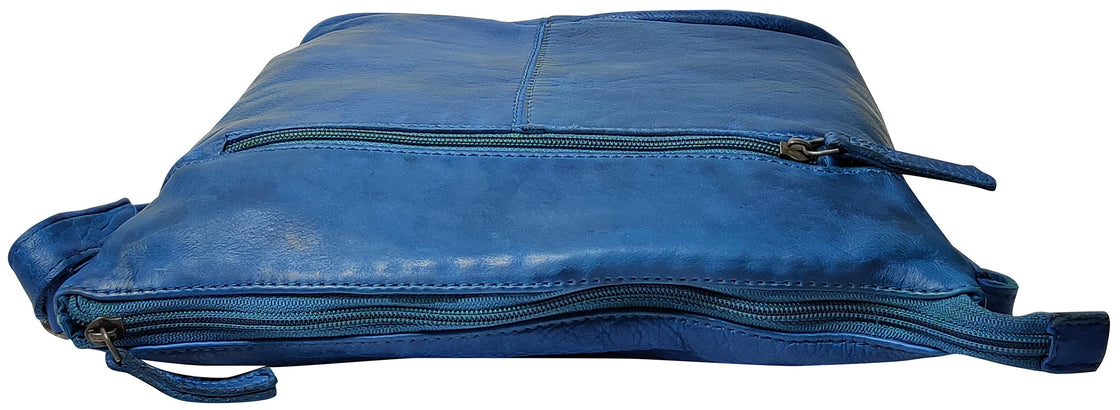 Leather Sling Bag for Women, Petrol Blue