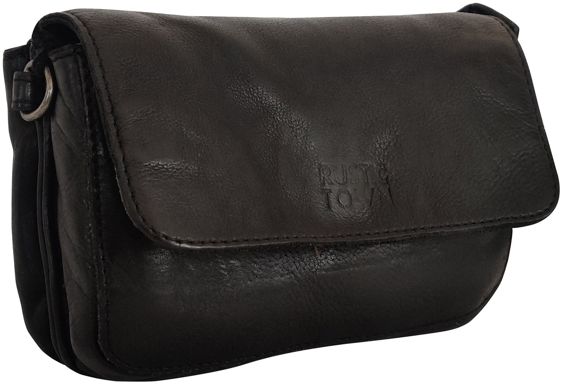 Leather Wallet Travel Purse Waist Bag for Women, Black