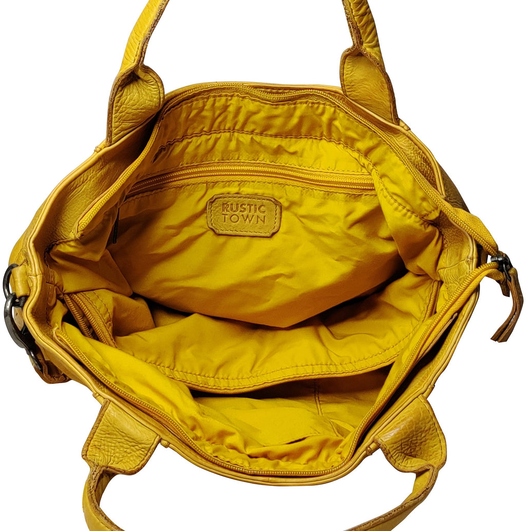 Leather Tote Bag for Women, Ocher