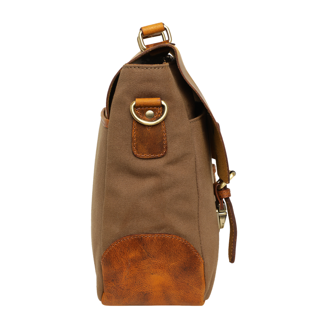 Retro Style Leather Canvas Messenger Bag Briefcase Laptop Bag (Olive Green)