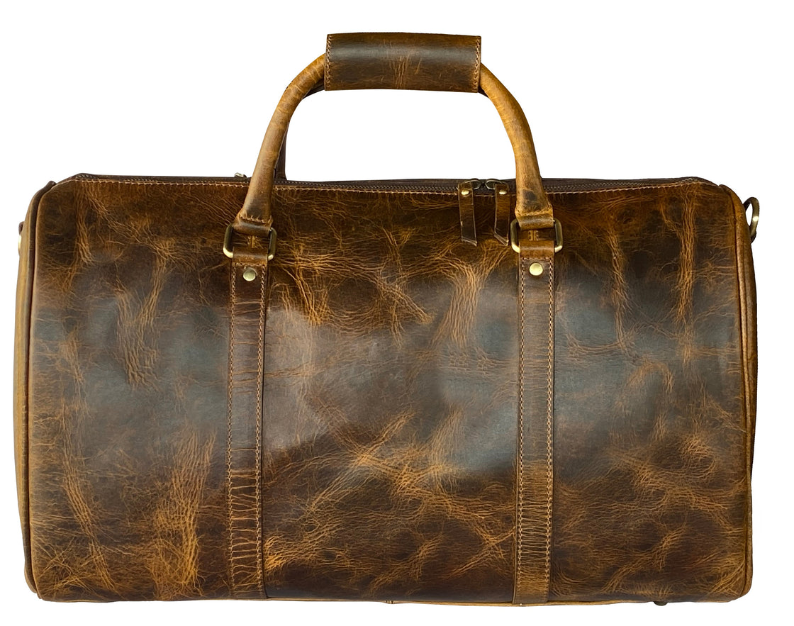 Nando Adventure Leather Travel Duffle Bag (Brown)