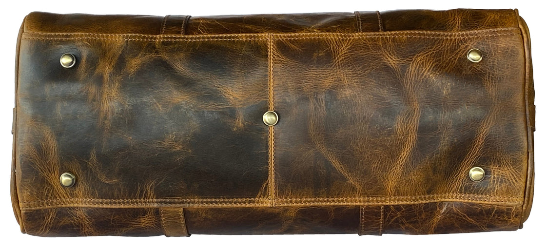 Nando Adventure Leather Travel Duffle Bag (Brown)