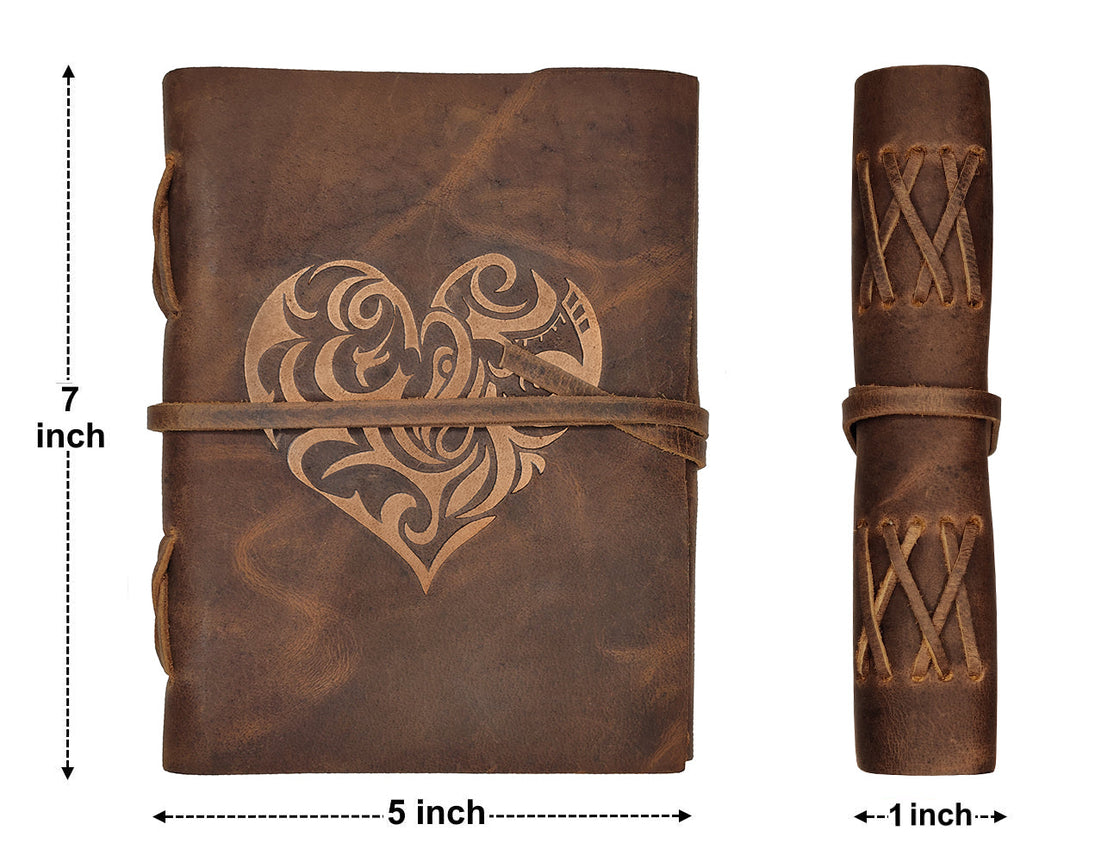 Heart Embossed Leather Journal for Women