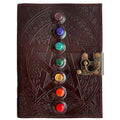 Leather Bound Journal - Vintage 7 Stone Journal with Lock - Book of Shadow by Rustic Town