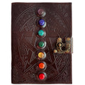 Leather Bound Journal - Vintage 7 Stone Journal with Lock - Book of Shadow Lined Notebook