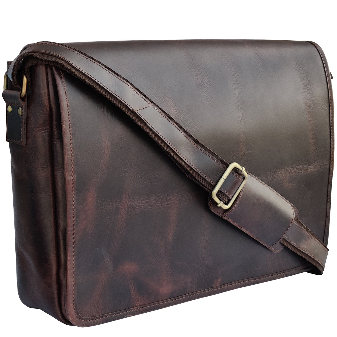 Ranger Buffalo Leather Crossbody Laptop Messenger Bag (Mulberry)
