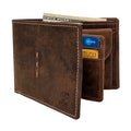 Men's RFID Blocking Genuine Leather Bi-Fold Wallet (Dark Brown)