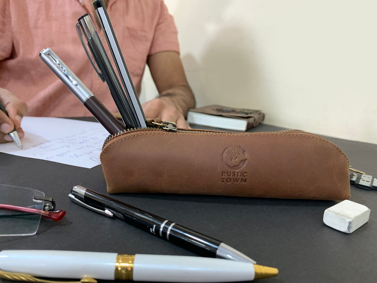 Jerry Vintage Leather Pen Pencil Case