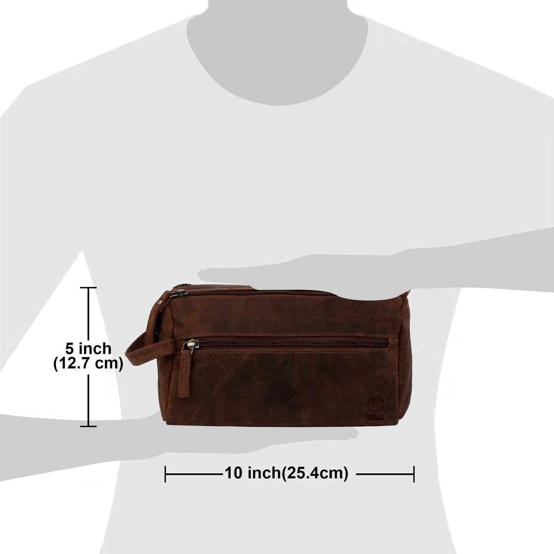 Hugh Leather Travel Shaving Bag (Dark Brown)
