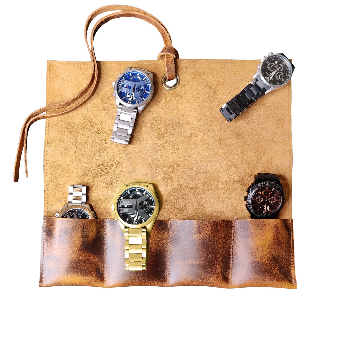 Leather Watch Roll - Multi-Purpose Travel Watch Case